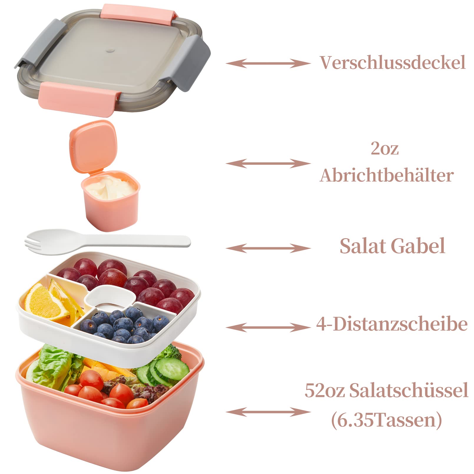Porta Pranzo Ufficio 1400ml Sinnsally - Scatola Bento Antigoccia Con Scomparti, Ideale Per Lavoro E Scuola