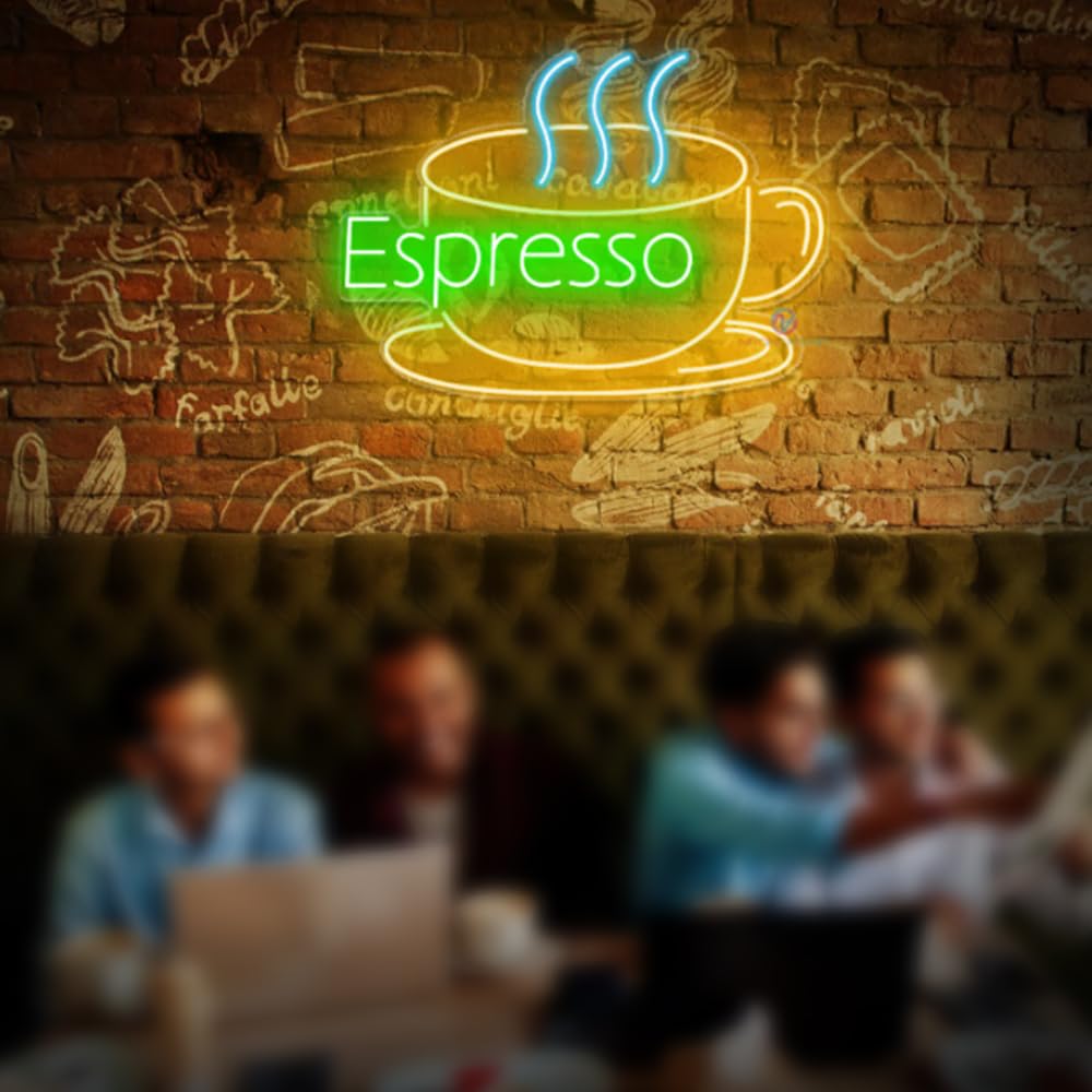 Insegna a LED Coffee Bar Insegne al neon Luci a LED per caffè Lampade da notte decorative da parete per vino Decorazione per feste Luce USB Luminosità regolabile