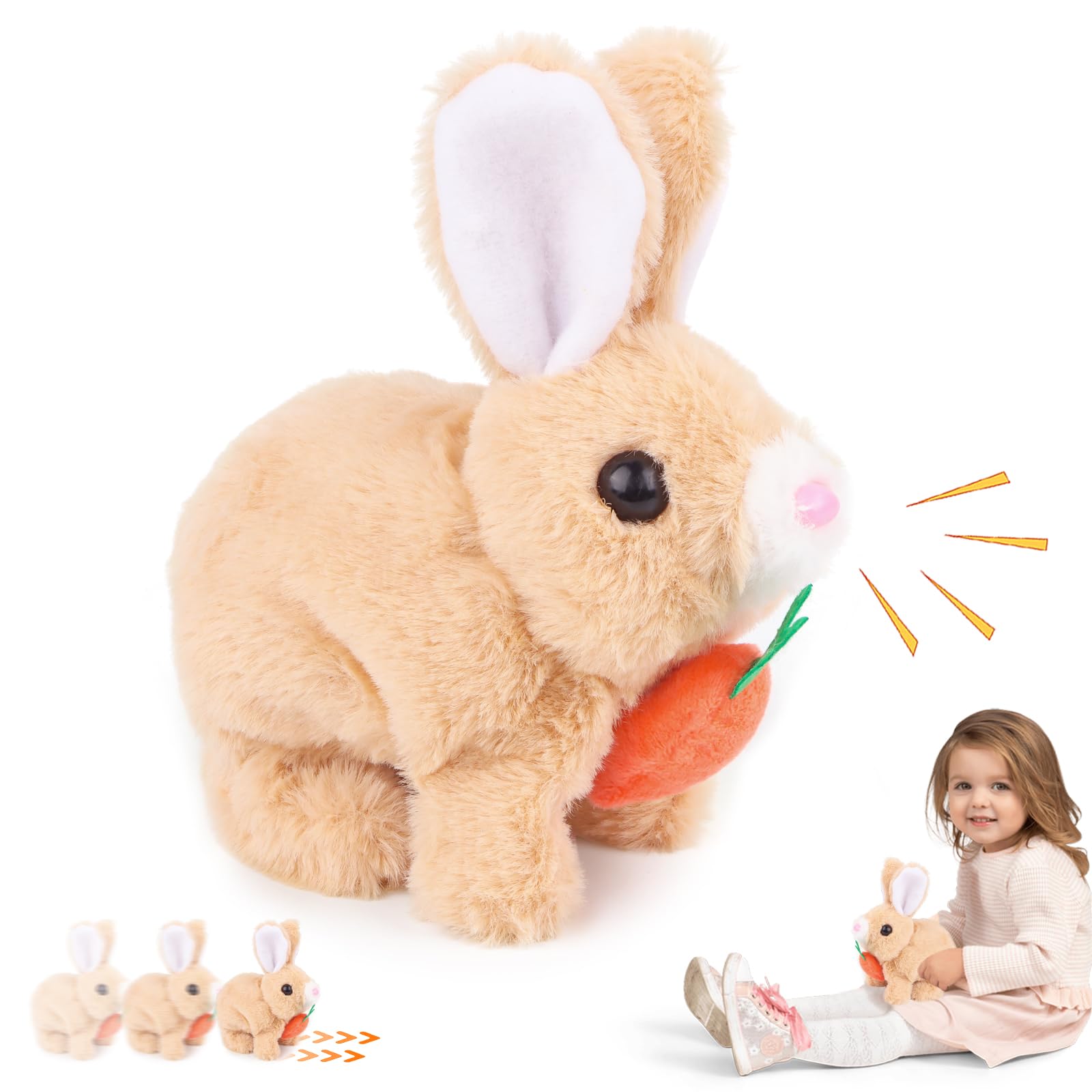 Lapin Rebondissant Interactif En Peluche - Jouet Électronique Avec Sons Et Mouvements Pour Enfants Et Animaux