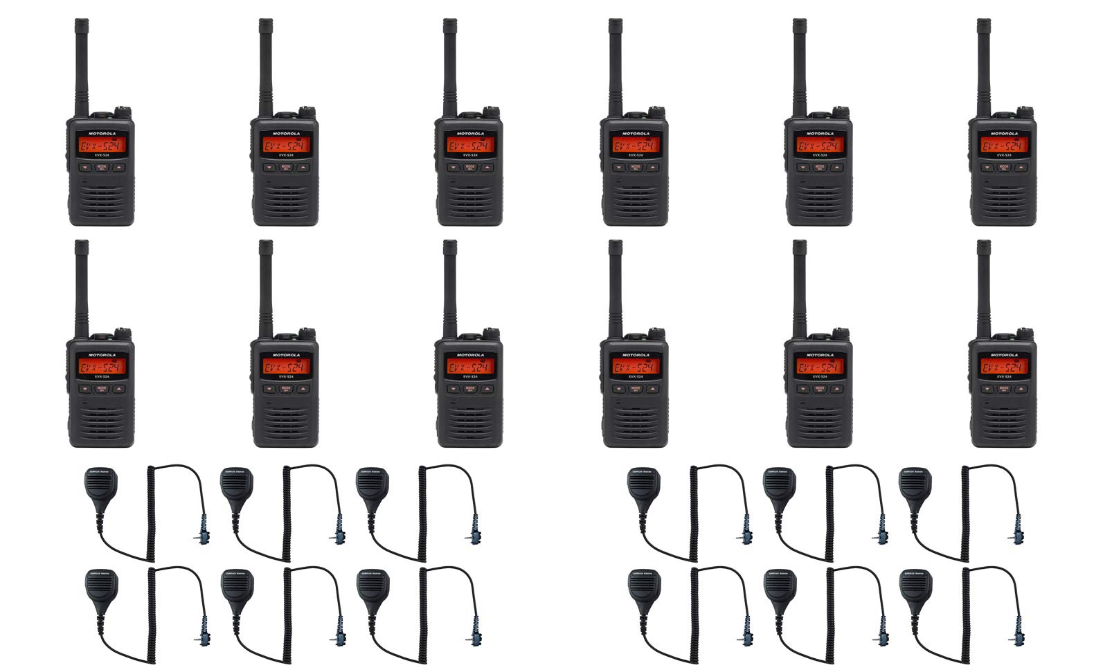 MEVX-S24-BLK Black UHF 403-470MHz 3 Watt 256 Channel Analog Digital Portable Radio with M4013 Speaker Microphone 12 Pack
