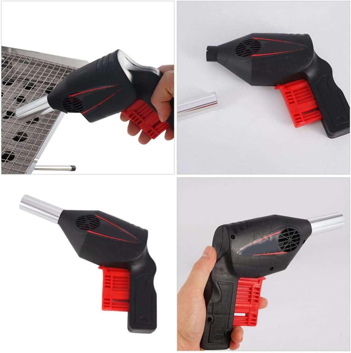 Manual Blower for Bbq and Camping, Portable Black ABS Metal