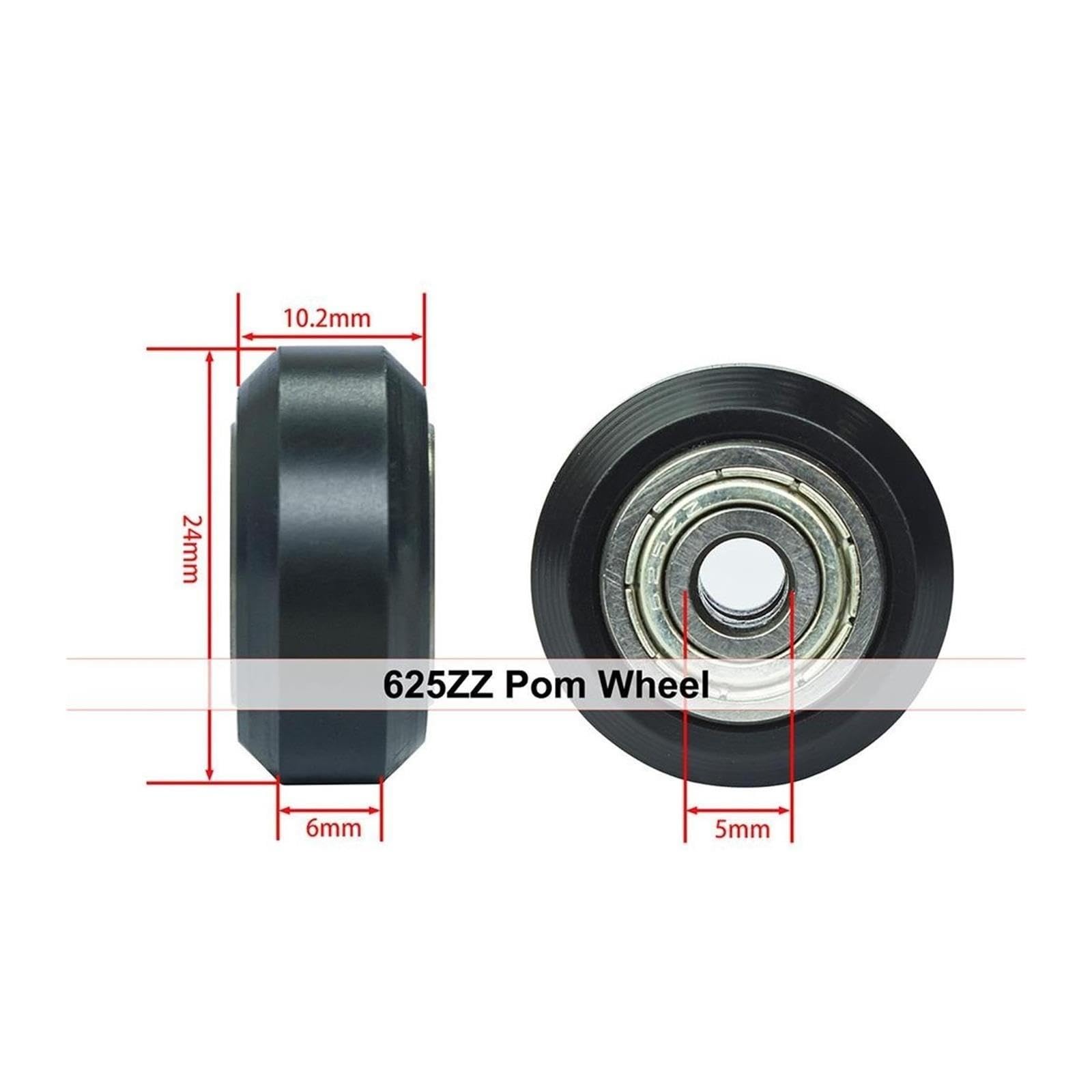 CNC Plastic POM Big Small Wheel With Bearing Idler V-Slot For Ender3 V2(POM V black,24PCS)