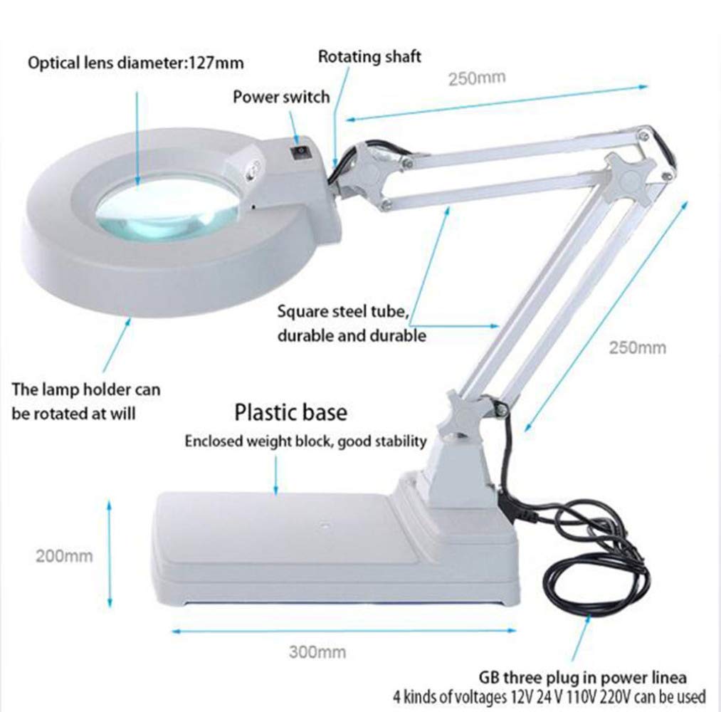Lupa Manos Libres con Luces LED, Lupa de Escritorio 10x para joyeros, Ideal para Escritorio, Mesa y Caballete.