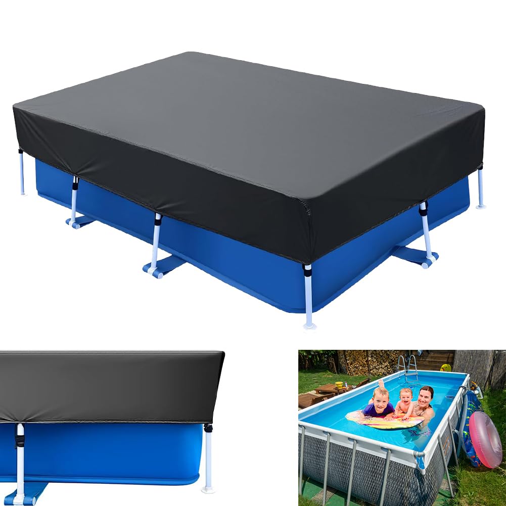 Rectangular Pool Cover for Outdoor Use, Outdoor Pool Cover, Set Dustproof Pool Protector Pool Cover for Rectangular Frame Pool (225 x 150 x 30 cm)