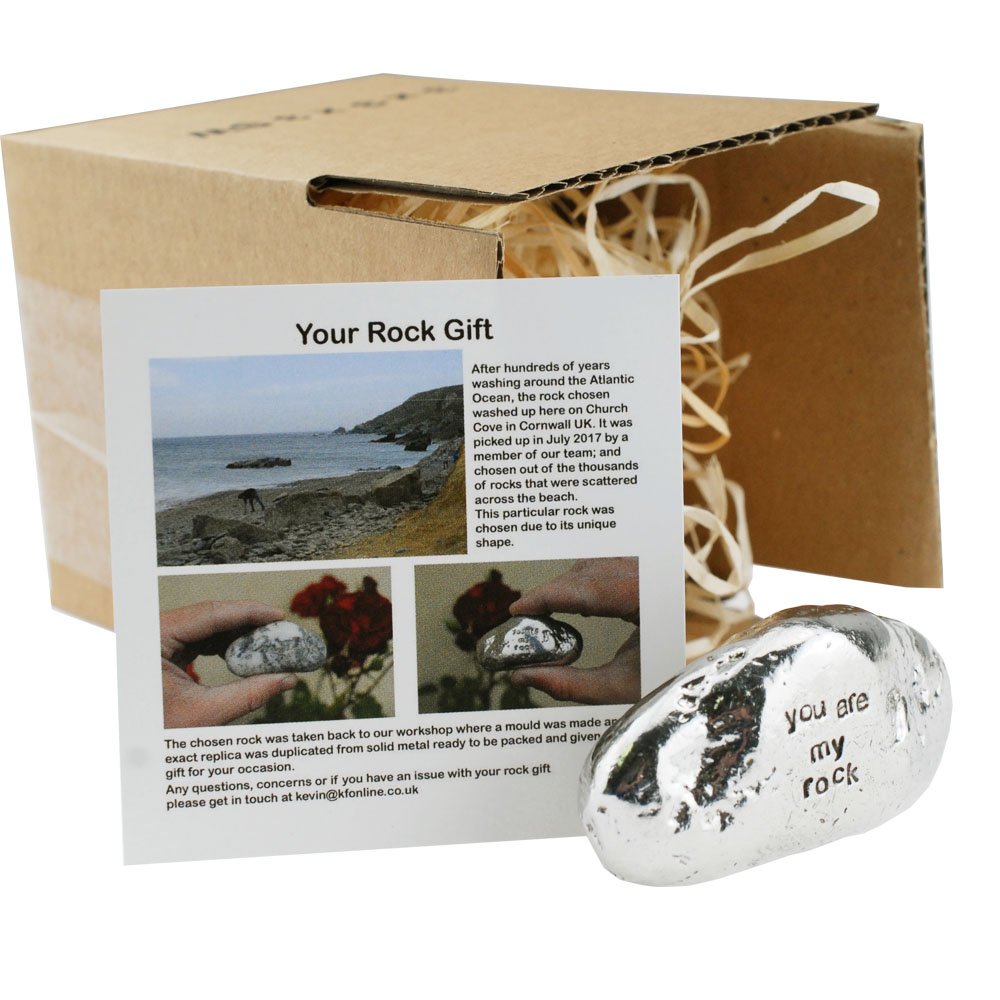 Pirantin You Are My Rock Gift Idea - Solid Metal Heavy Polished Rock Gift Idea for Him & Her