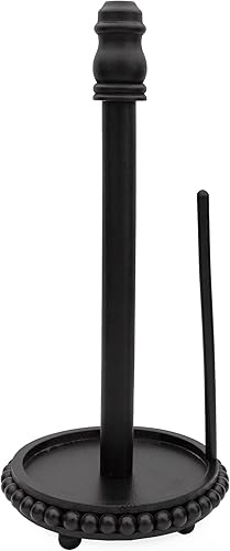 Miniatura 1 de AuldHome - Toallero de papel rústico negro dispensador de toallas desechables con cuentas de madera para encimera