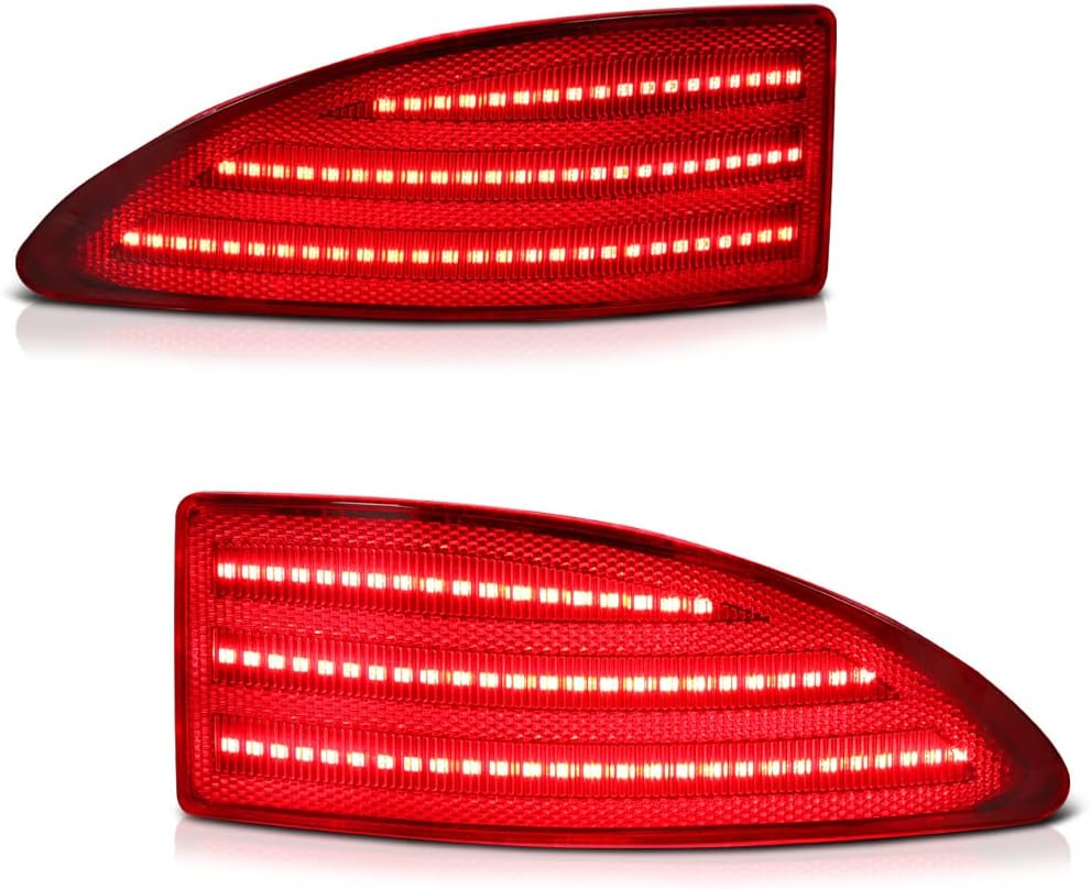 VIPMOTOZ 2in1 LED Rear DRL Reflector+Tail Brake Lights Lamps Compatible With 2006-2013 Lexus IS250 IS350 Sedan Clear Lens Red Housing Driver & Passenger Side Pair Set