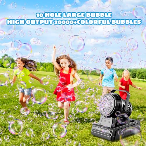 image for SHCKE Automatic Bubble Machine 10 Holes Bubble Blower,Plugin or Batter