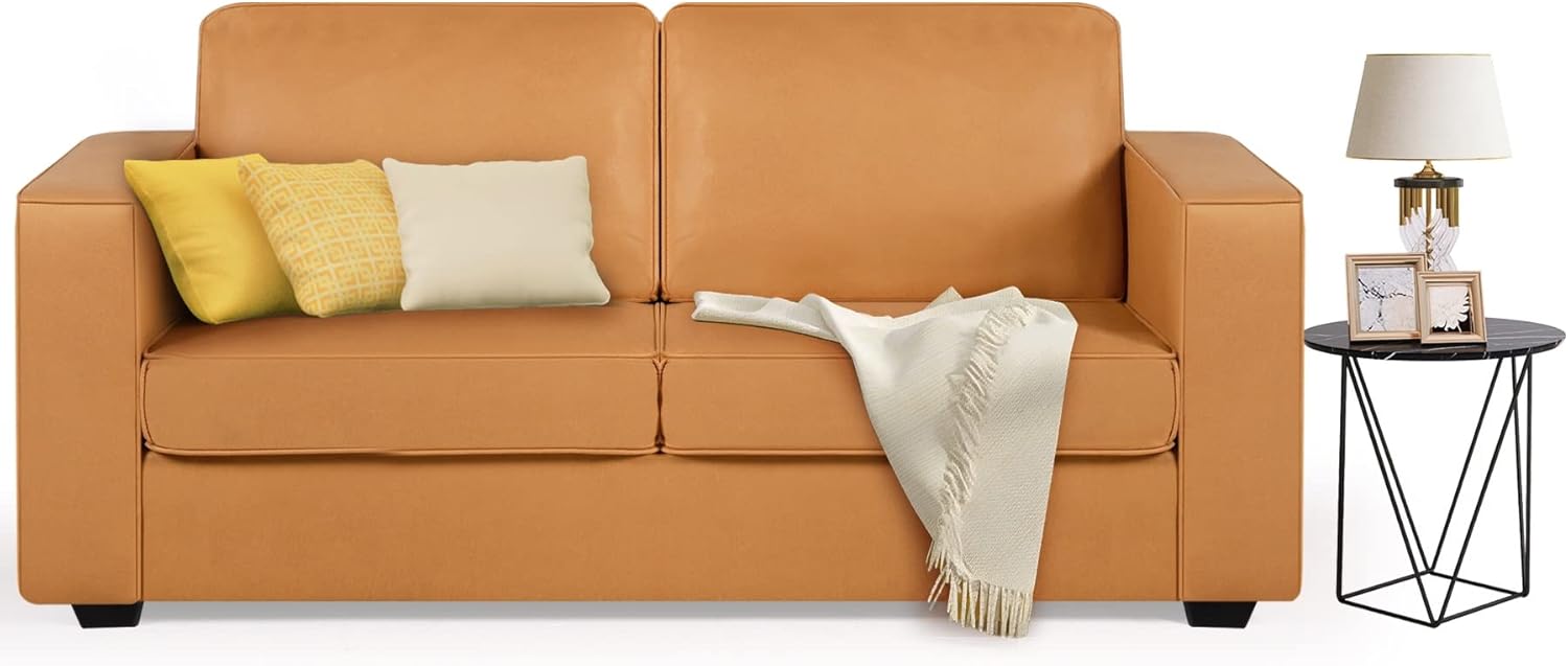 LINLUX Upholstered Modern Loveseat Sofa Couch, Faux Leather