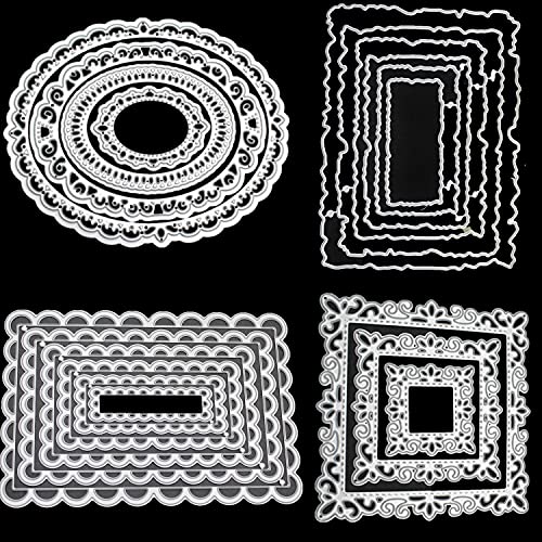 4 Sets Frame Metal Cutting Die Frame Dies Cut Metal Stencil Template Moulds DIY Crafts Frame Paper Cards Cutting Dies Cut Stencils Metal Lace Frame Cutting Dies for DIY Carding Making Scrapbooking