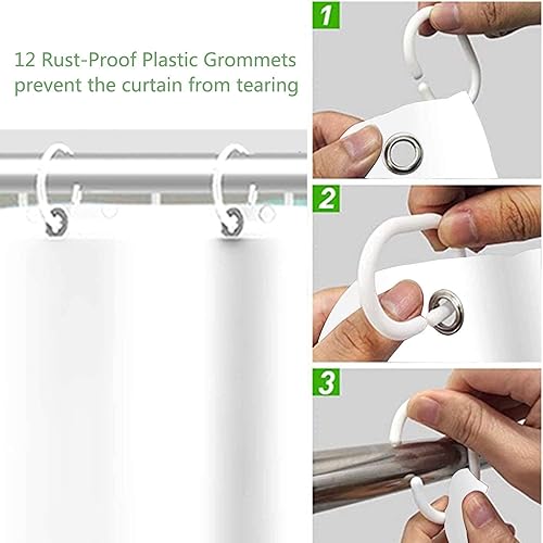 Miniatura 4 de JAWO Cortina de ducha de primavera, cortinas de ducha de hojas de eucalipto verde salvia, juego de accesorios de baño de flores florales de