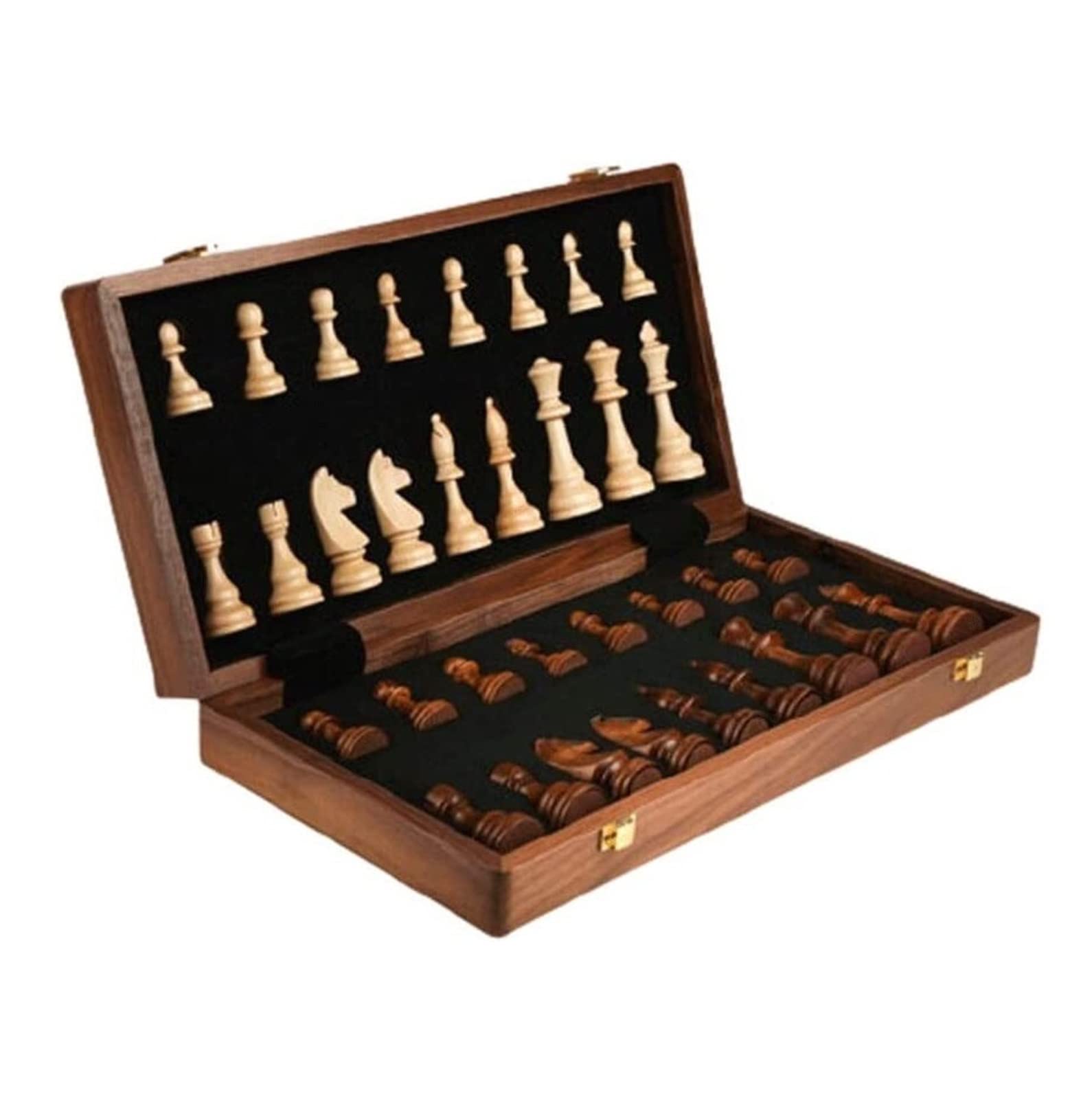 Internationales Schachspiel Klappbares Schachbrett Aus Holz, Aufbewahrung Für Figuren, Tragbares Schachbrett Aus Holz Für Die Reise Weihnachts Neujahrsreisen(39 * 39 * 2.5cm)