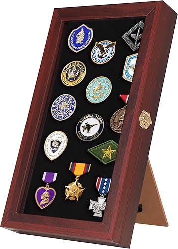 Miniatura 28 de VERANI Vitrina de pines de 16 x 25 pulgadas, caja de exhibición de medallas militares, marco de exhibición de medallas militares con protección UV