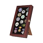Verani 8.5 x15 Pin Display Case with Real Glass Door Frame Bracket for Military Medals, Beach Tags, Jewelry Pins, Pin Gift, Insignia Ribbons, Pin Enthusiast Collectibles, Mahogany