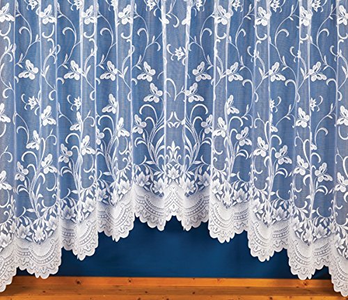 Ians Emporium Spring White Net Curtain Jardiniere A40-254cm x 102cm (100" x 40")