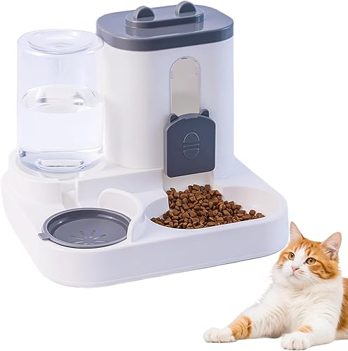 Miniatura 9 de Comedero por Gravedad para Gatos y Dispensador de Agua, 2 en 1 Comedero Automático para Gatos, Paquete de 2 de Gran Capacidad con Autoalimentación