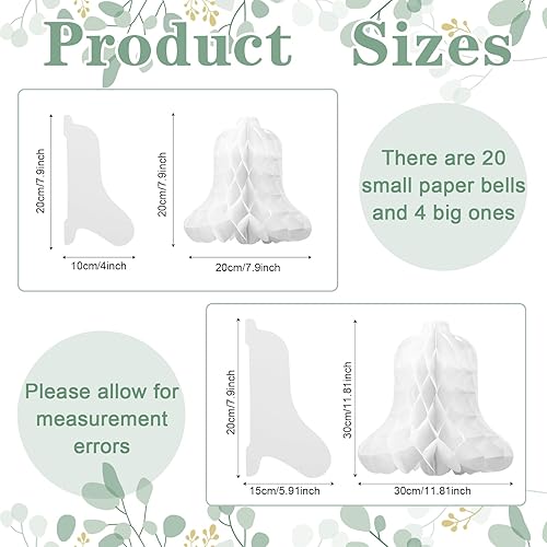Miniatura 2 de 24 campanas de boda de papel blancas colgantes grandes para novia, campanas de boda para ceremonias, baby showers, suministros de decoración de