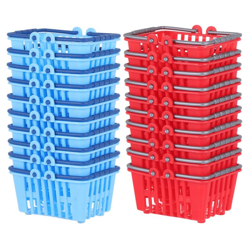 BESPORTBLE 20pcs Mini Shopping Basket with Handles Miniature Storage Baskets for Doll House Decor and Pretend Play Model Accessories for Micro Supermarket Scenes