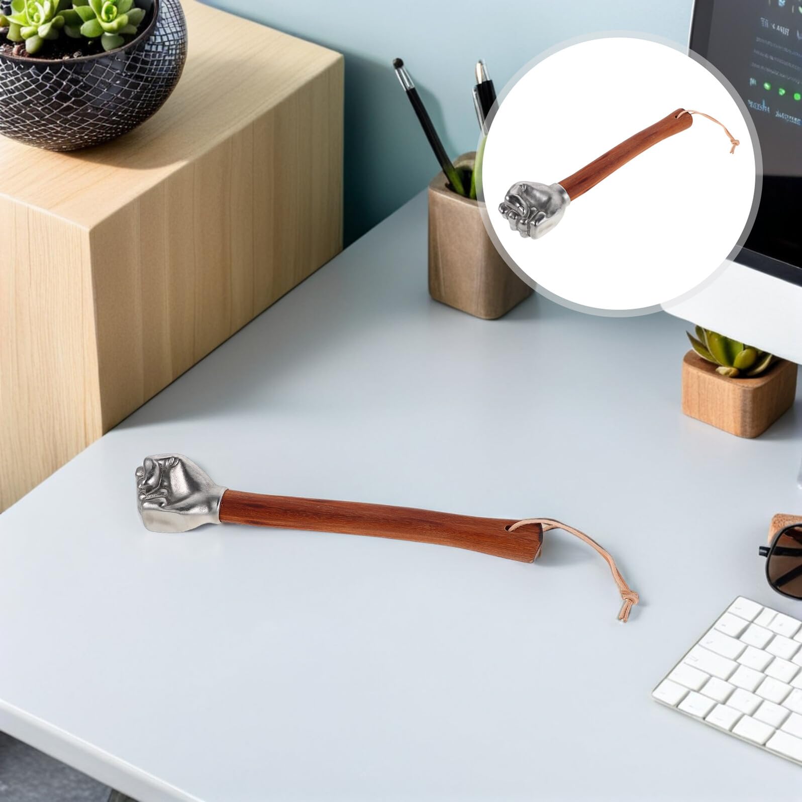Martillo de Puño de Acero Inoxidable, Herramienta de Alta Resistencia | Plata, Forma de Puño, Uso Doméstico y Jardinería, Diseño Creativo Decorativo, Pieza Multifunción