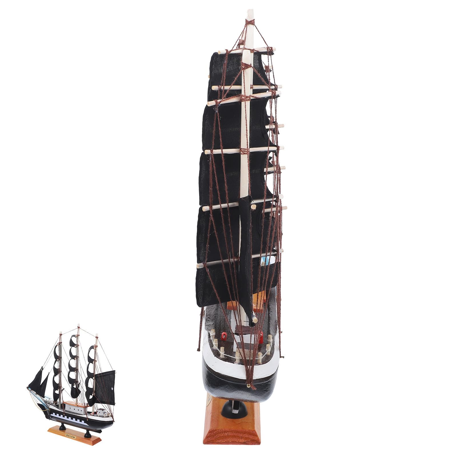 Levemolo Modellino di Barca Vela Pirata in Legno 33cm Vele in Stoffa, Decorazione Unica per Vacanze Estive, per Ufficio e Camera da Letto