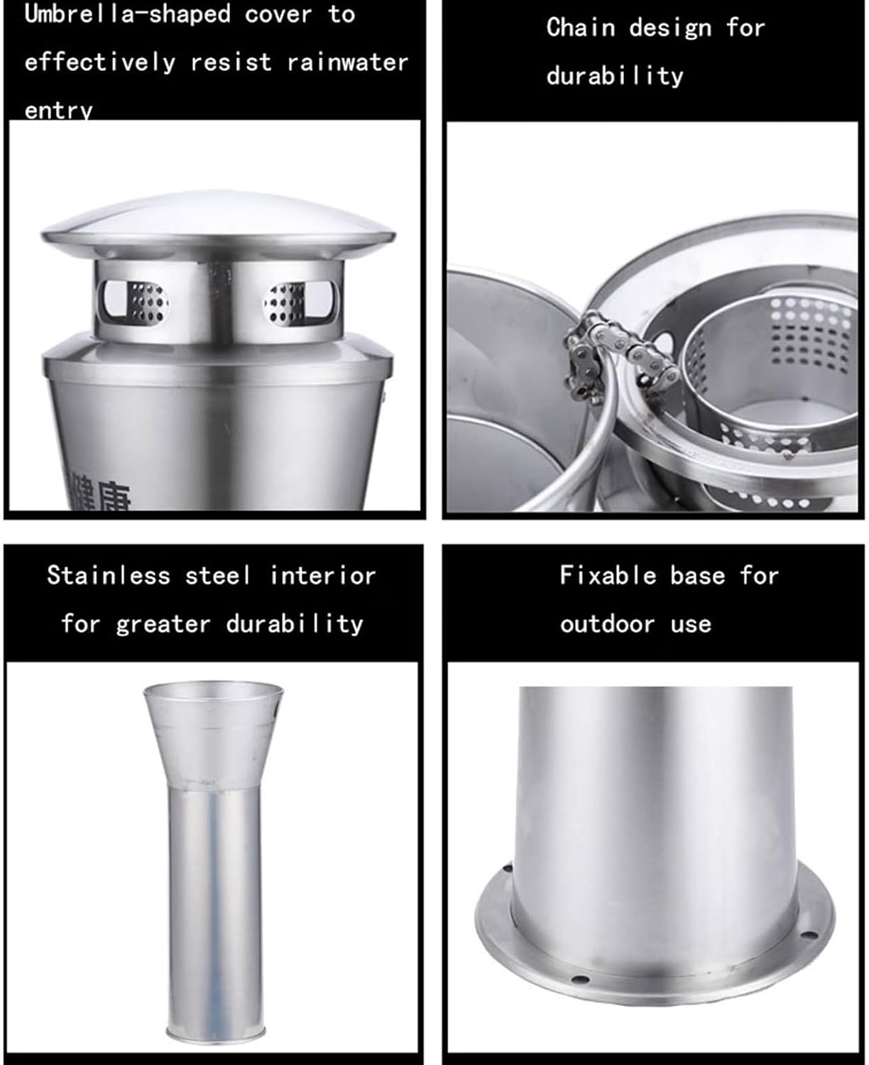 Stand Up Ashtray Vertical Trash Ashtray Outdoor Ash Pillar Hotel Mall Smoking Room Stainless Steel Smoke Extinguishing Pillar Cigar Ashtrays For Outdoors (Color : B)