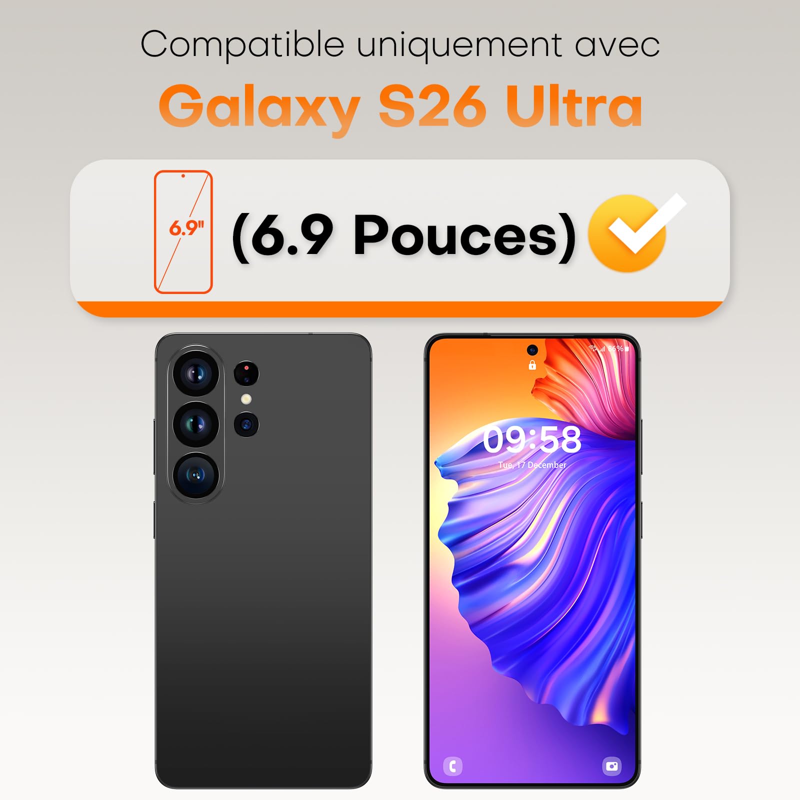 TOCOL Verre Trempé pour Samsung Galaxy S26 Ultra, Dépoussiérage Automatique, Installation Rapide, Sans Bulles, Dureté 9H, Résistant aux Rayures, Coques de Téléphone Compatibles, 2 Pièces