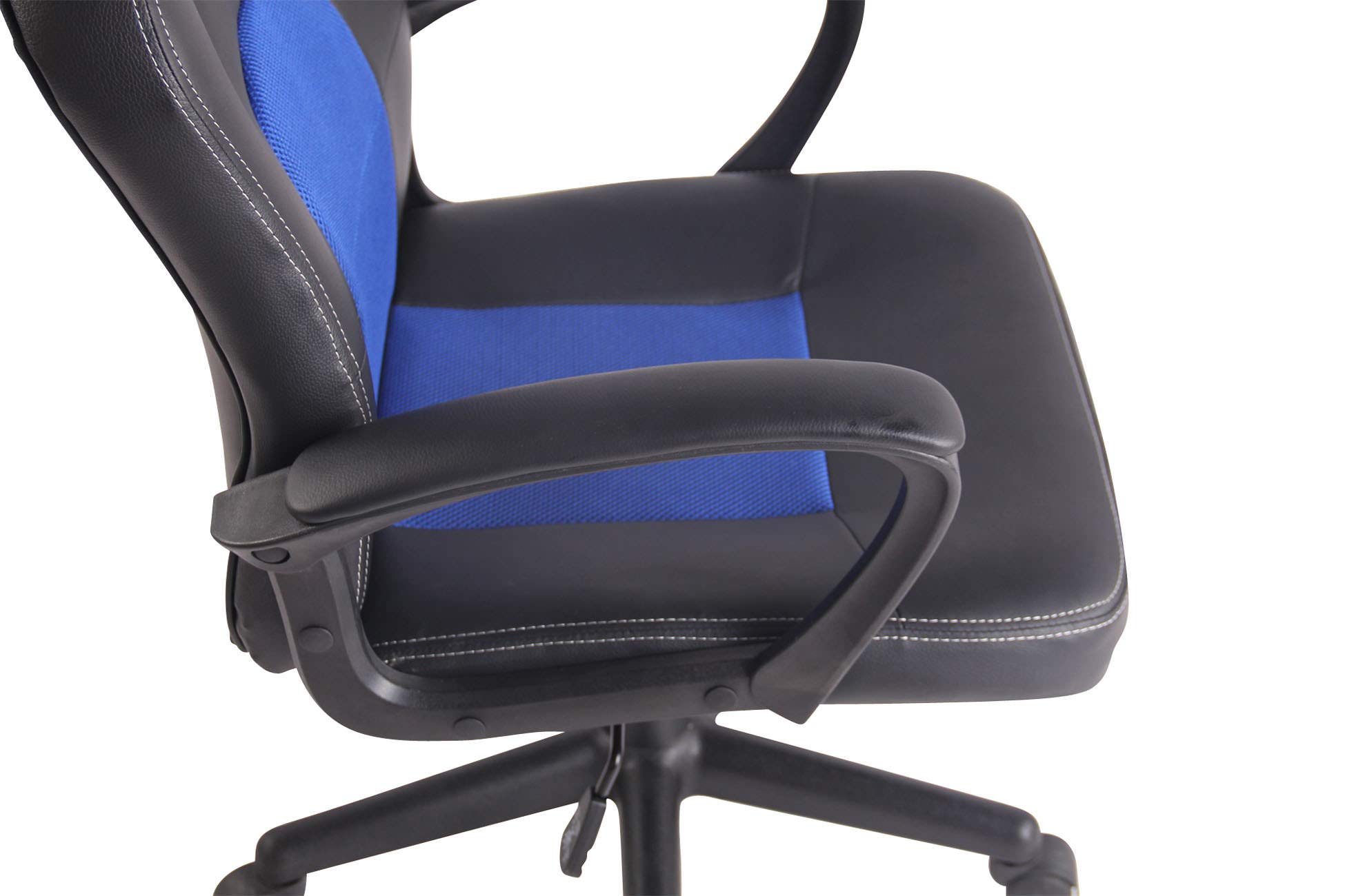 CLP Sedia Gaming Ufficio Elbing in Similpelle I Poltrona Racing Scrivania con Braccioli E Rotelle I Poltrona Ergonomica, Colore:Nero/Blu