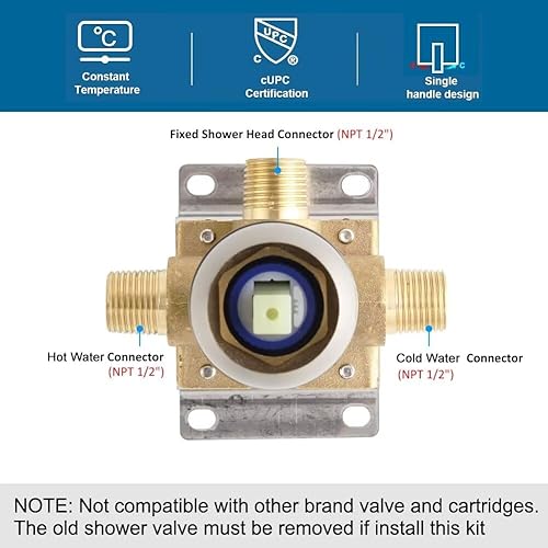 Miniatura 5 de Juego de grifo de ducha de níquel cepillado con cabezal de ducha y mango de 10 pulgadas con válvula de montaje en el techo