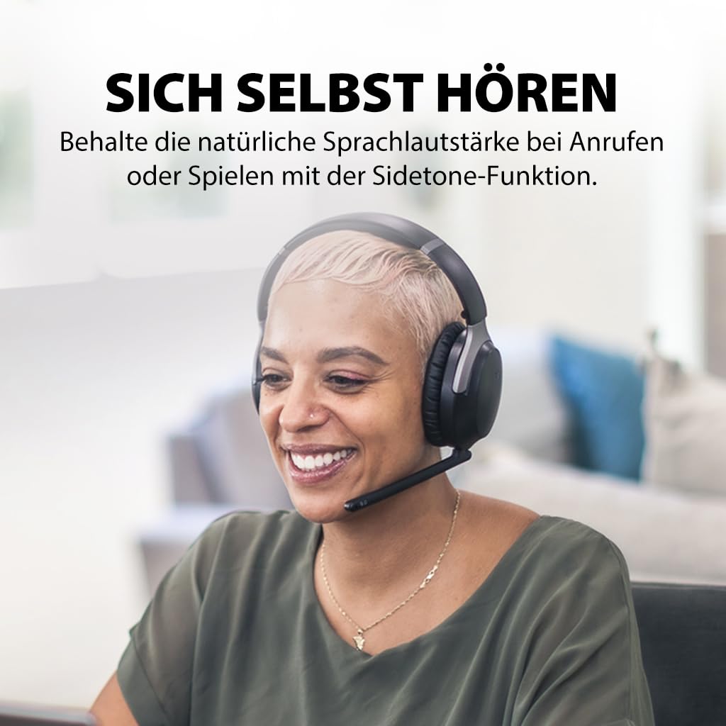 Avantalk Aria Pro 3 – Bluetooth-Headset mit abnehmbares Noise Cancelling Mikrofon für die Arbeit - 20 ms geringe Latenz, Dual-Verbindung (PC + Handy), USB-C-Dongle - für PS5-Gaming, Meetings & Musik