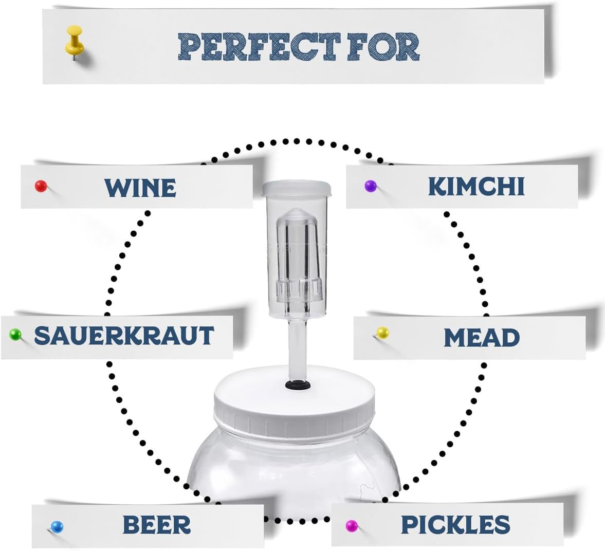 Fermentaholics Airlock 4 Pack – Brewing & Fermentation Airlocks – Use with Drilled Rubber Stopper, Grommeted Lid – Make Beer, Wine, Sauerkraut, Pickles, More