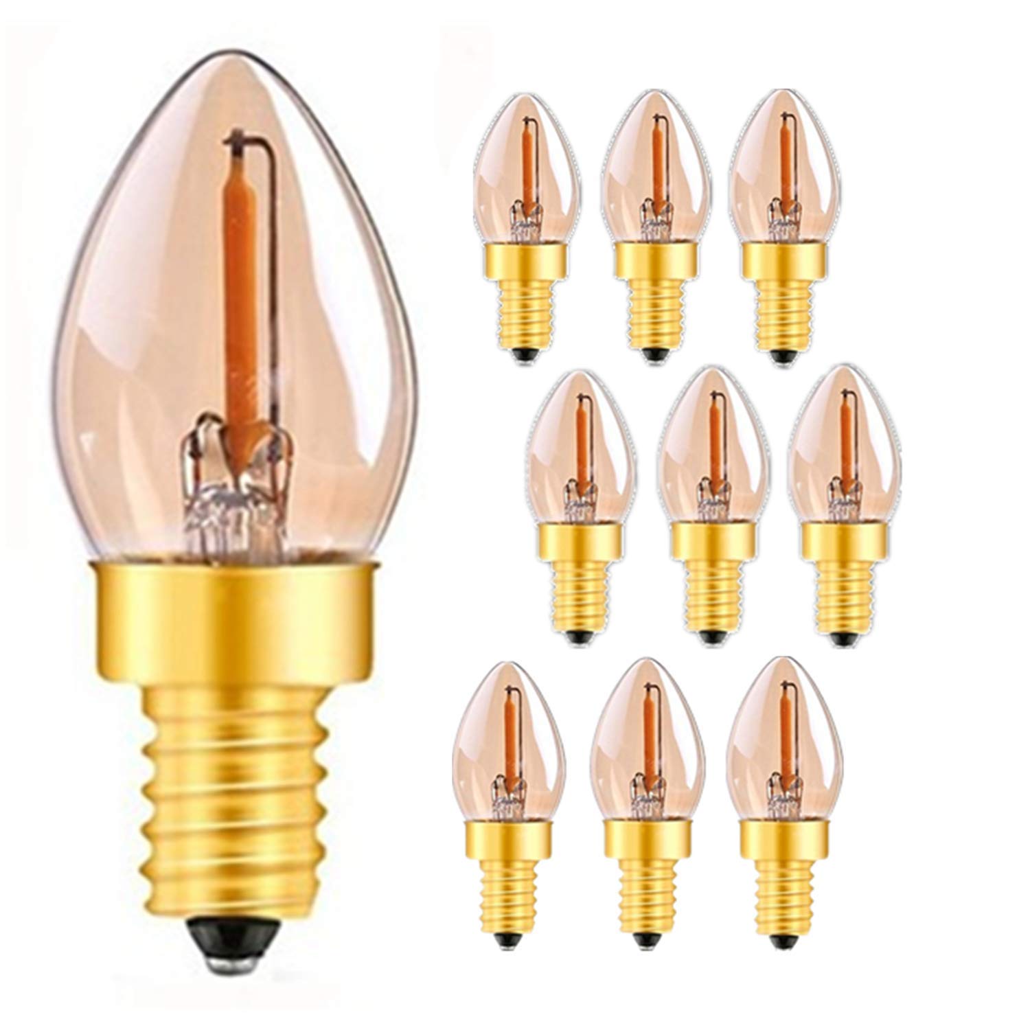 Żarówki ledowe 0,5 W E14 Żarówka Vintage Lampka nocna Żółta Ciepła 2200 K Odpowiednik ściemnialnych żarówek 10 sztuk