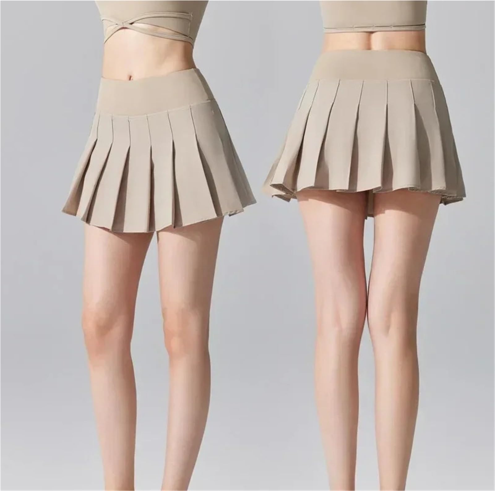 Damen-Tennisrock aus Polyester mit hoher Taille und Falten