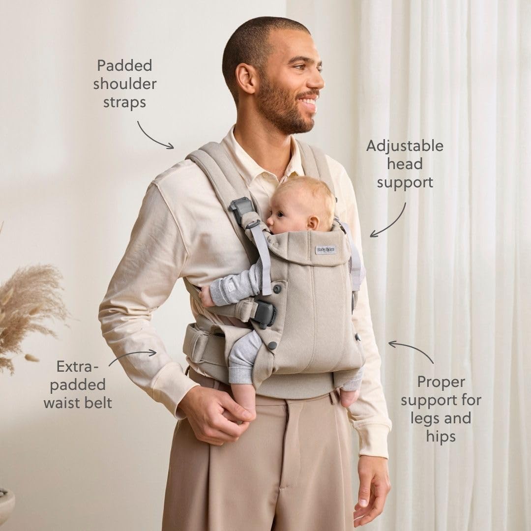 BabyBjörn Mochila Porta Bebé Harmony, Tejido jaspeado, Beige claro