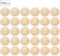 Vista 7 de Botones de madera, 100 botones decorativos de ropa, botones de costura de doble agujero, para manualidades, costura, ropa, tejer, hacer tarjetas