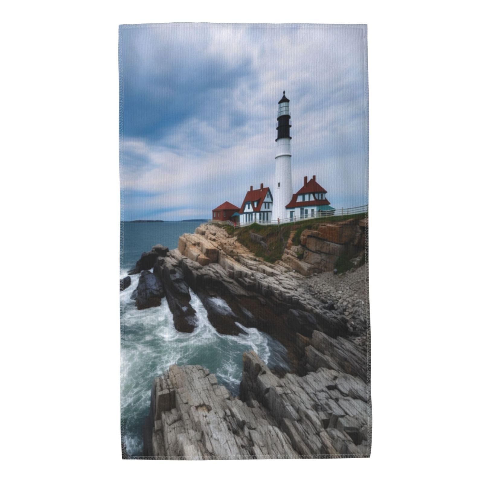 Ultra Soft Hand Towels, Ocean Sea Lighthouse Bathroom Towel for Sports Home Decor, 27.5 x 15.7 Inches