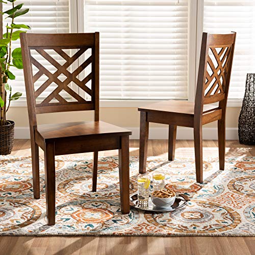 Baxton Studio Caron Dining Chair And Dining Chair Transitional Walnut Brown Finished Wood 2-Piece Dining Chair Set #TOP5