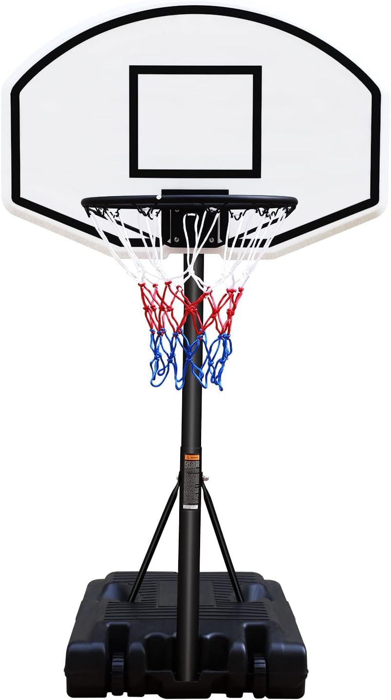 Generic Portable Poolside Basketball Hoop System Basketball Hoop for Pool Height Adjustable 3.1ft-4.7ft with 36"" Backboard for Indoor Outdoor Use, Black