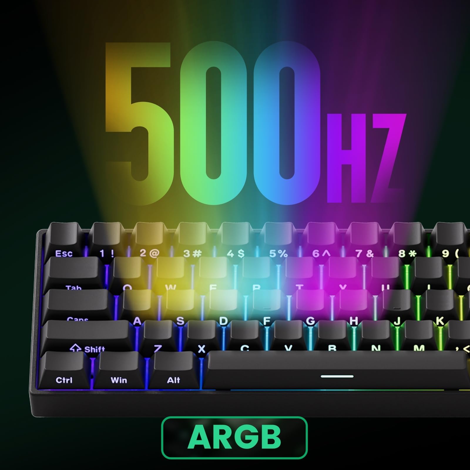 MONSGEEK FUN60 Pro Tastiera da gioco a grilletto rapido, velocità di scansione 16K, interruttore magnetico SP, tastiera HE, tastiera cablata, 60% nero lucido (interruttore magnetico antiriflesso)