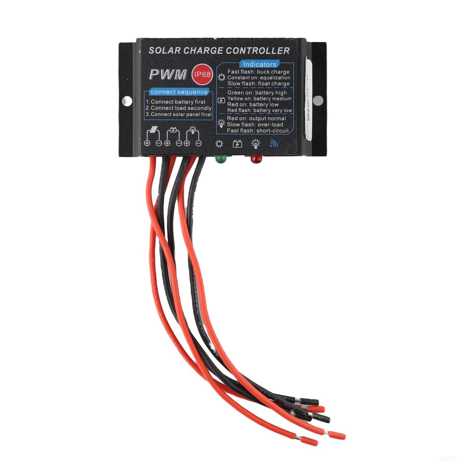 HpLive Solarer Laderegler 20A IP68 Wasserdicht für PWM 12V/24V 24-Stunden-Lastentladung Solarladeregler für Alternative Energiesysteme
