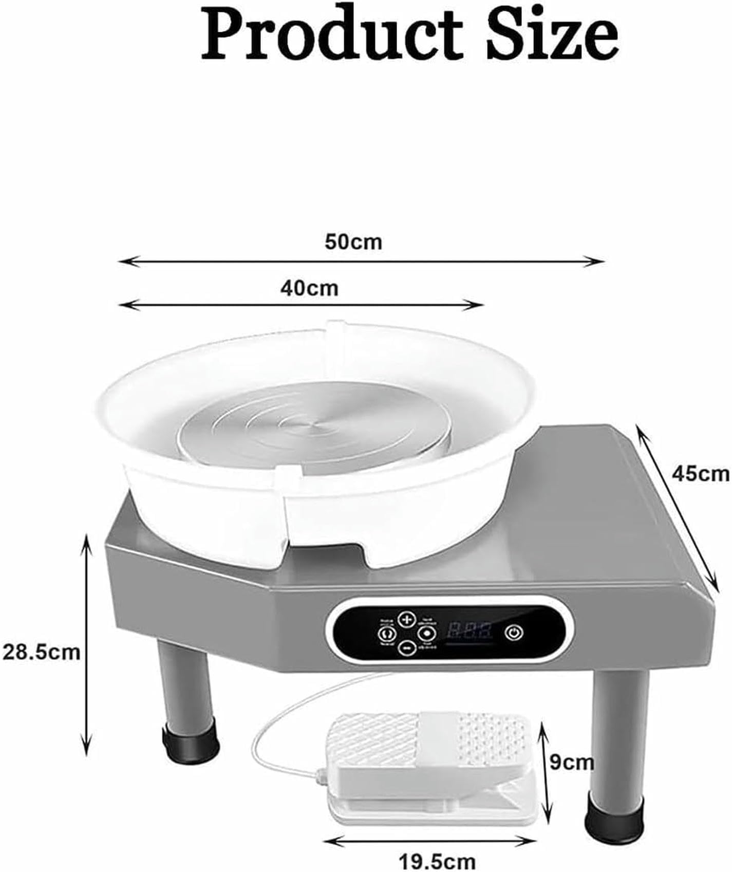 Torno De Cerámica, Máquina Formadora De Tornos, Velocidad Ajustable De 60 A 300 RPM, Panel LCD Manual, Pedal ABS, Cuenco Desmontable, para Trabajos De Arte, Manualidades Y Bricolaje~/
