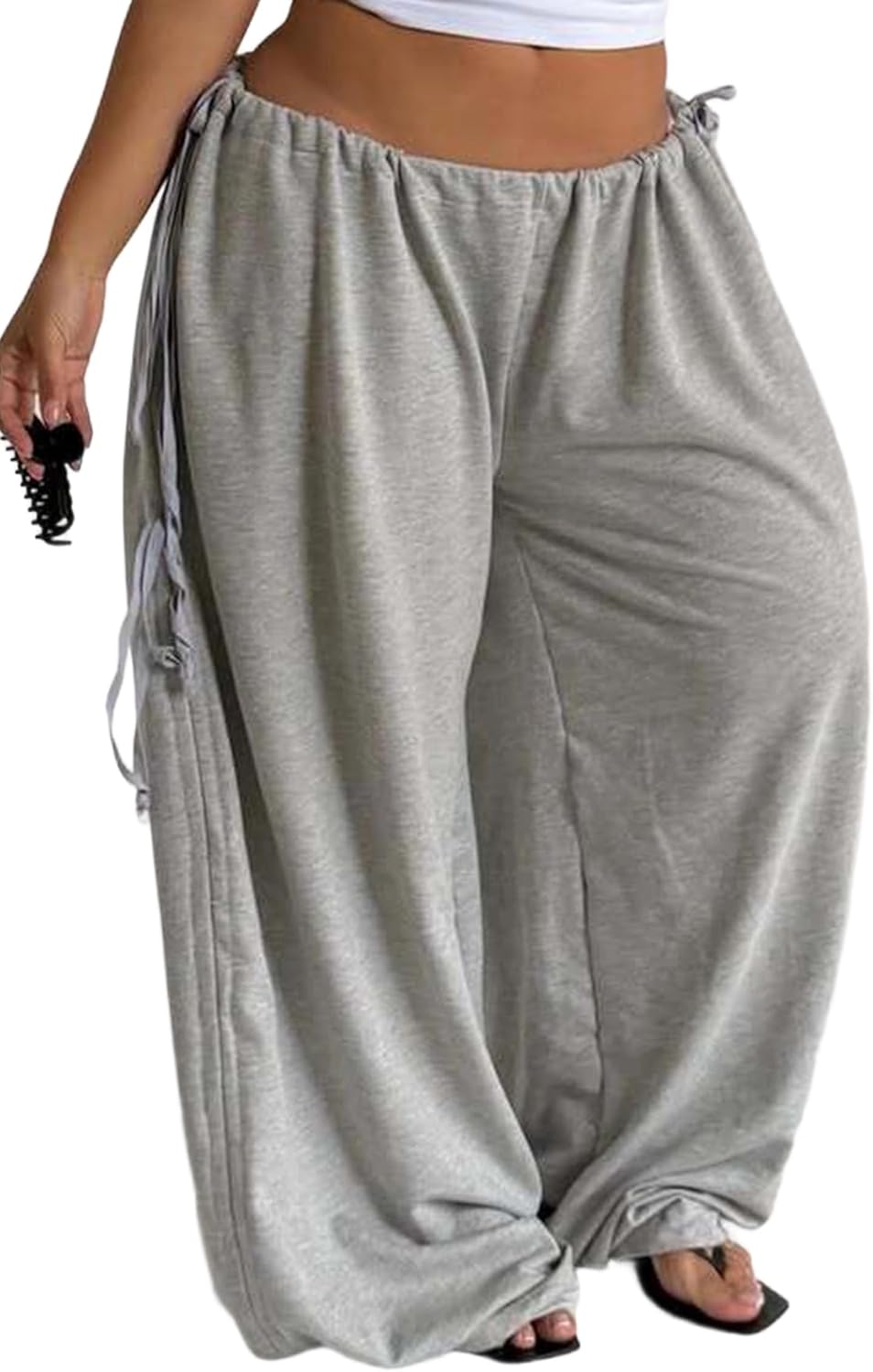 LAJIOJIO Women's Drawstring Wide Leg Pants High Waisted Loose Flowy Active Lounge Sweatpants with Pockets