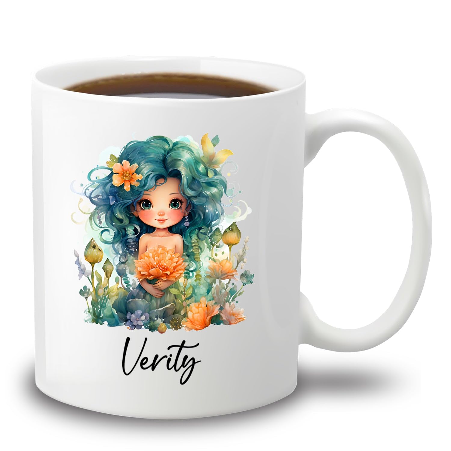 Personalized Baby Girl Coffee Mug 11 Oz 15 Oz, Beautiful Girl Coffee Cup, Customized Baby Girl White Ceramic Mug, Cute Baby Girls Travel Mugs Gifts for Lover Bestie, Unique Baby Girl Cups Custom Name