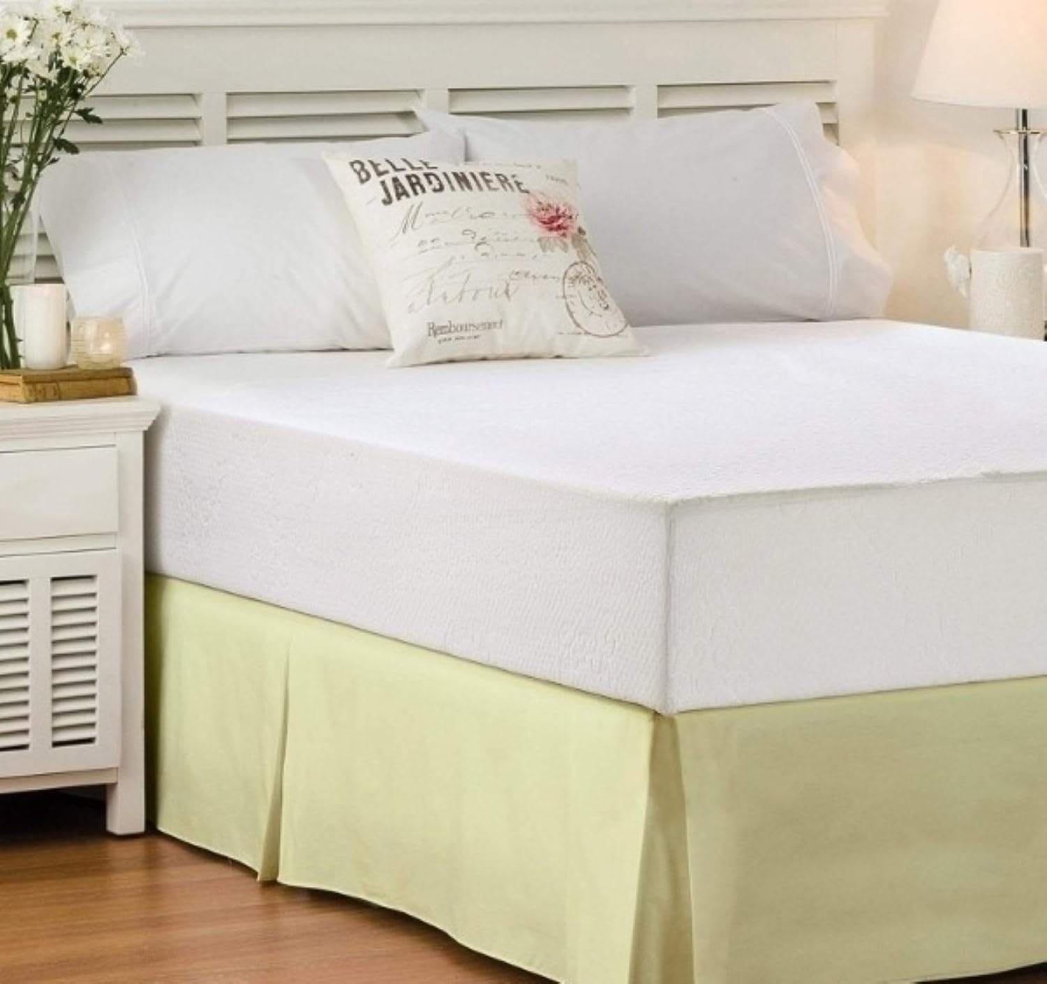 100% Natural Egyptian Cotton 600 Thread Count Silky Soft Comfortable 66X80 Inch Olympic/Expanded Queen Size Split Corner Bed Skirt White Solid 16" Drop Length