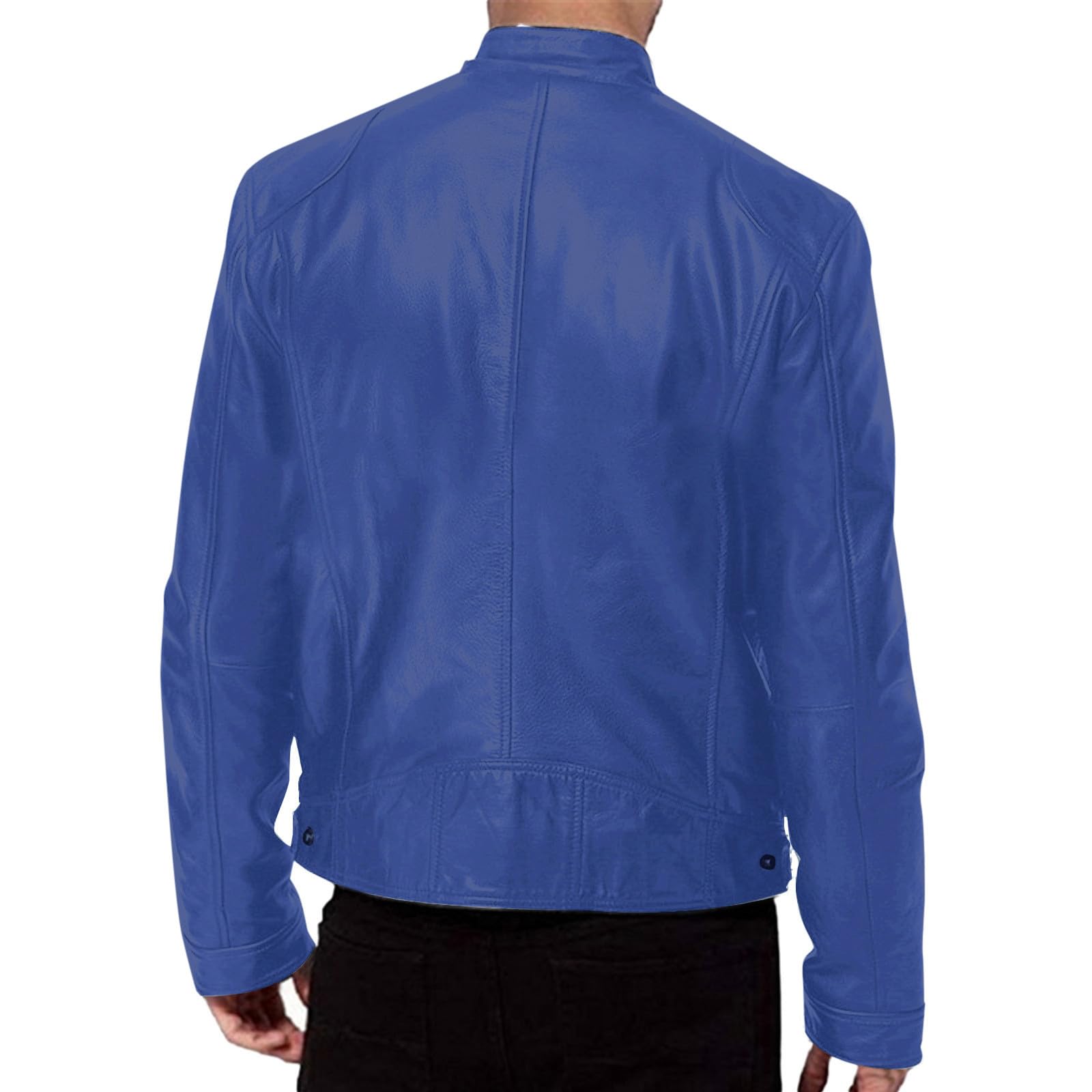 Generisch Giacca a maniche lunghe da uomo, in pelle, con colletto alto, stile punk, in ecopelle, con cerniera, giacca bomber sportiva, alla moda, per il tempo libero, tinta unita
