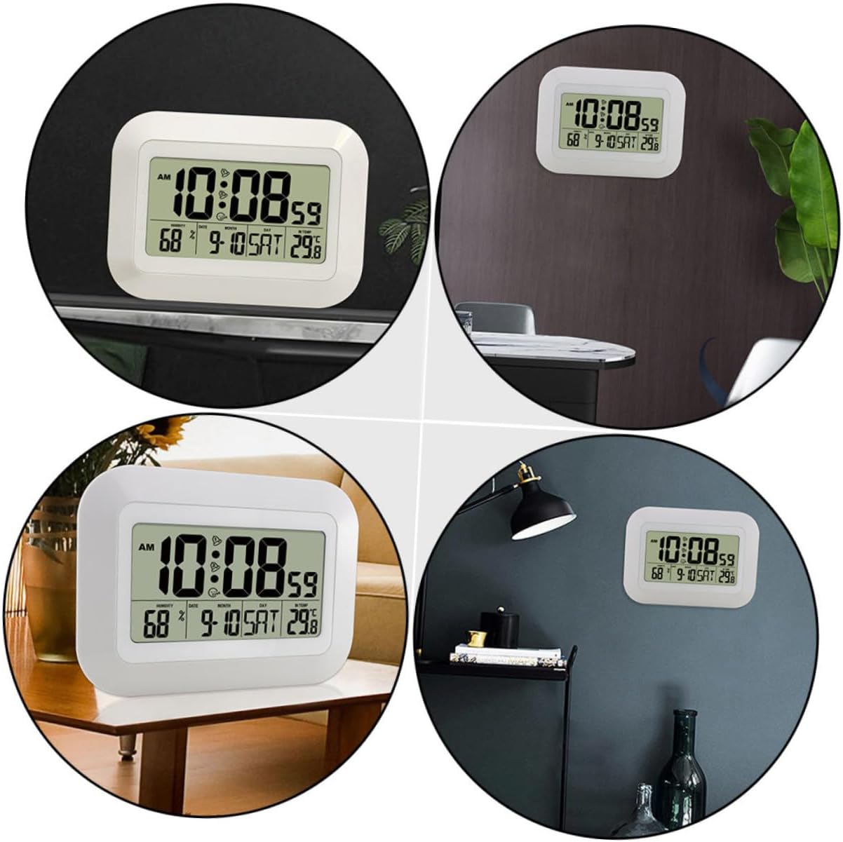 Cabilock Multi Function Digital Alarm Clock with Display Wall Hanging Table Use Temperature Humidity Monitor Date Reminder Stylish Decor Clock