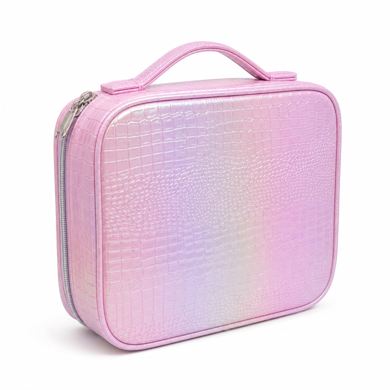 Makeup Bag for Women | Travel Shimmer Cosmetic Bag | Large Capacity Vanity Bag Organizer with Handle | Stylish Storage Pouch for Makeup & Toiletries (Pink)-image-14