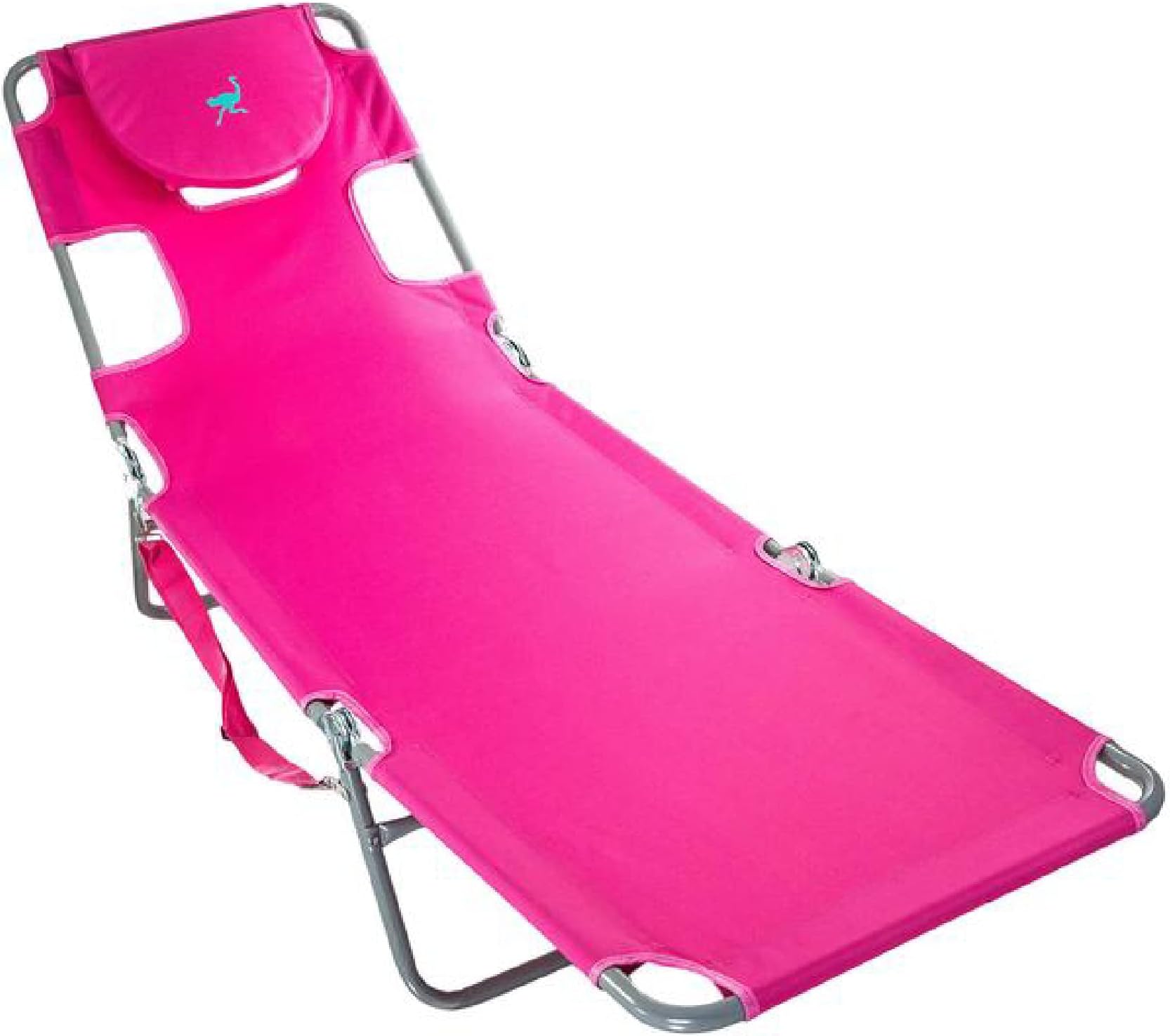 Ostrich Chaise Lounge Beach Chair for Adults with Face Hole - Versatile, Folding Lounger for Outside Pool, Sunbathing and Reading on Stomach - Deluxe, Foldable Laying Out Chair for Tanning (Pink)