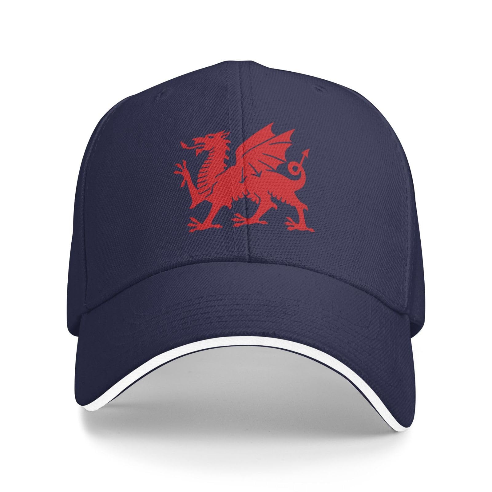 Melbrakin Unisex Navy Blue Welsh Dragon Hats Sandwich Cap Adjustable Casquette Dad Hat Classic Baseball Caps