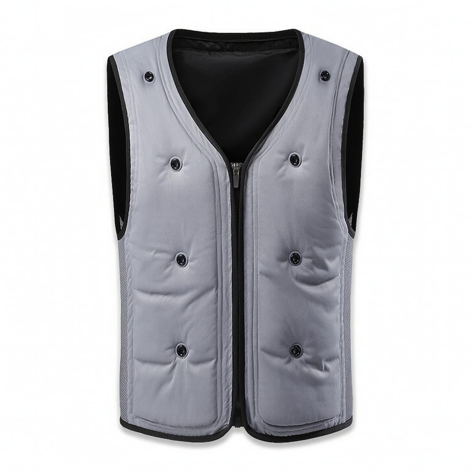 MERISHOPP Ventilated Cooling Vest with Mesh Side Panels Breathable Mesh Cooling Vest Sleeveless Workwear Quilted for Outdoor Workers, Construction Sites, Gray, 2XL-image-33