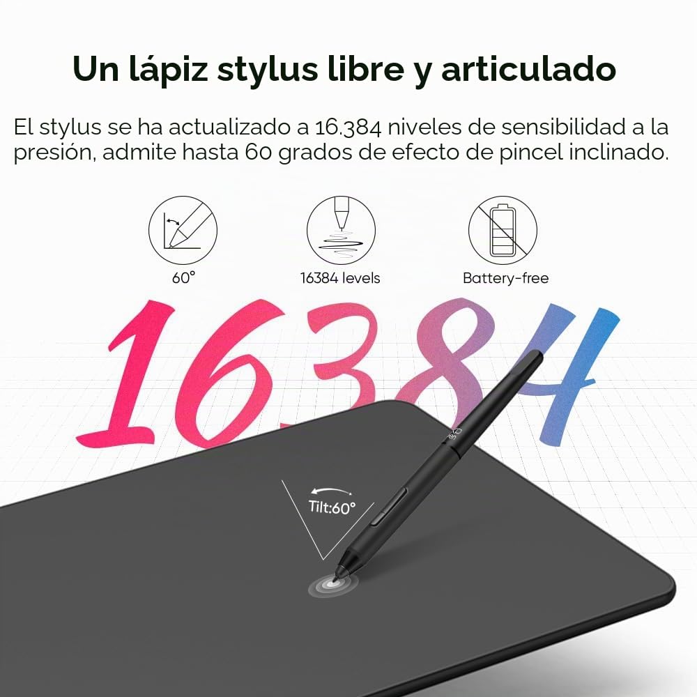 XPPen Deco 01V3 Tableta Gráfica Dibujo Digital 10x6 Pulgadas con Lápiz 16K Niveles, Compatible con Windows, Linux, Mac OS, Chrome OS y Android
